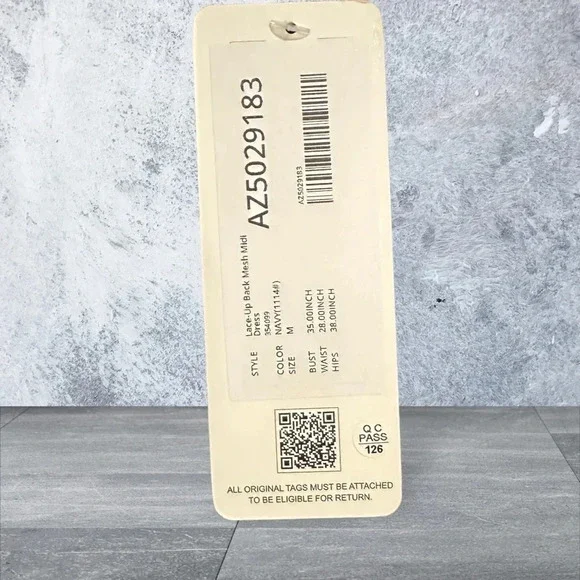 AZAZIE Kendall & Kylie Style: Lace-Up Back Mesh Midi Dress - NWT - Navy - Picture 3 of 5